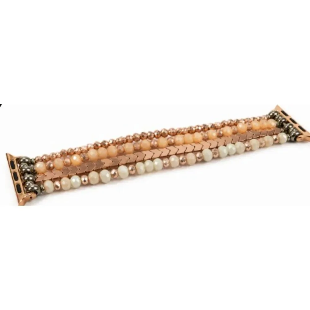 Paparazzi Multi Strand Beaded Magnetic Cuff Wrap Bracelet Peach Neutra